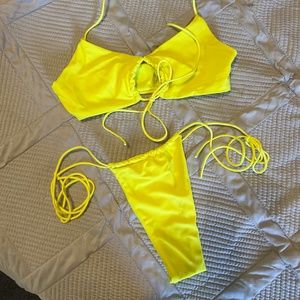 Yellow thong bathing suit